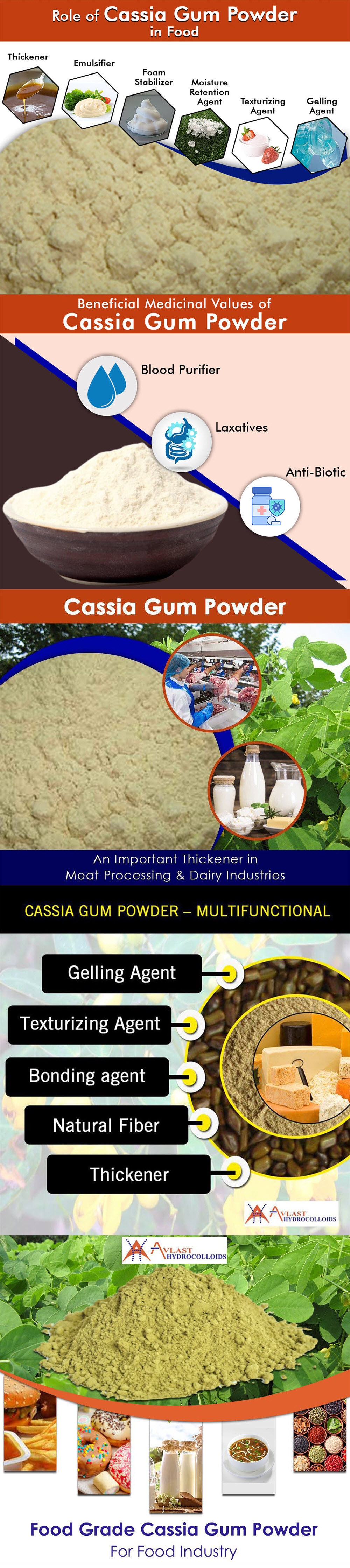 Purified Cassia Gum Powder for Human Food Application 